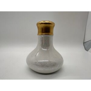 Vintage Iridescent Glass Salt Pepper Shaker Gold Painted Top Single